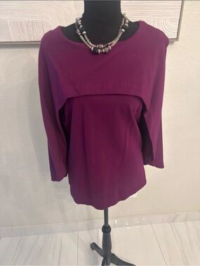 Women's Layered Boatneck Blouse in Plum